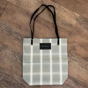 Sina Pearson Momentum Textiles Gray Ivory Plaid with Black Tote Bag NEW